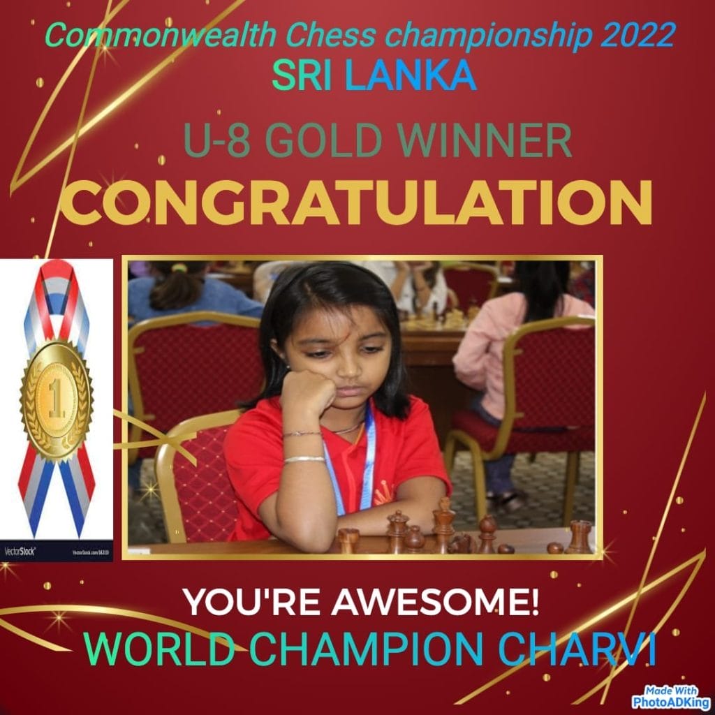 charvi commonwealth chess champion 2022 - Karnataka State Chess Association