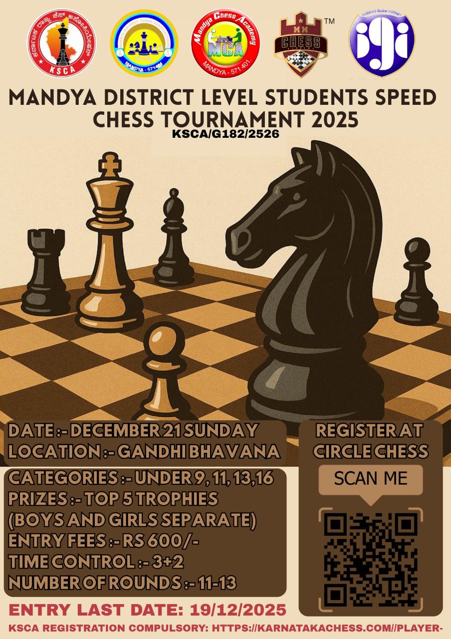 Mandya District level Students Speed Chess Tournament 2025 - Karnataka State Chess Association