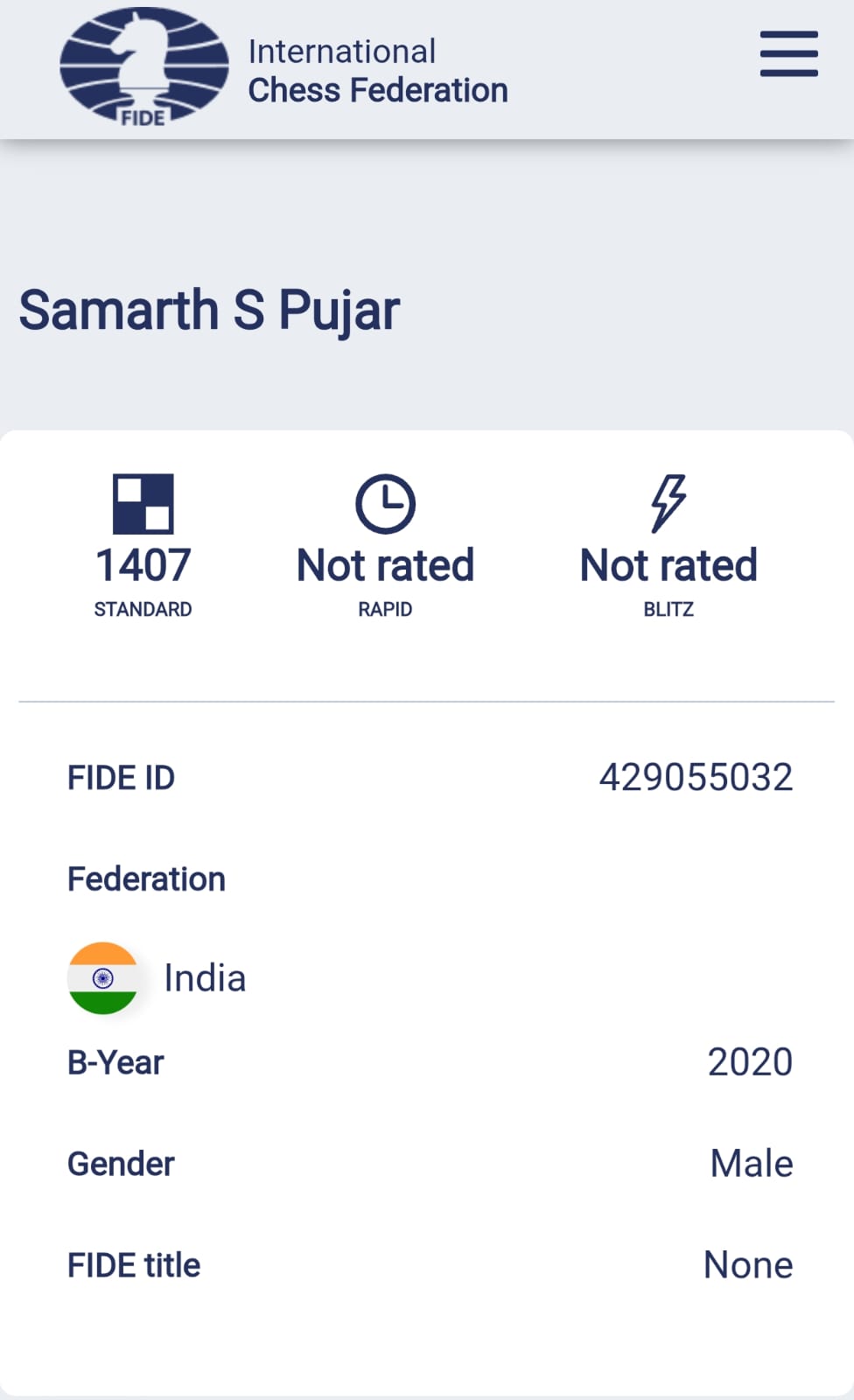 Samarth Rating 1 - Karnataka State Chess Association